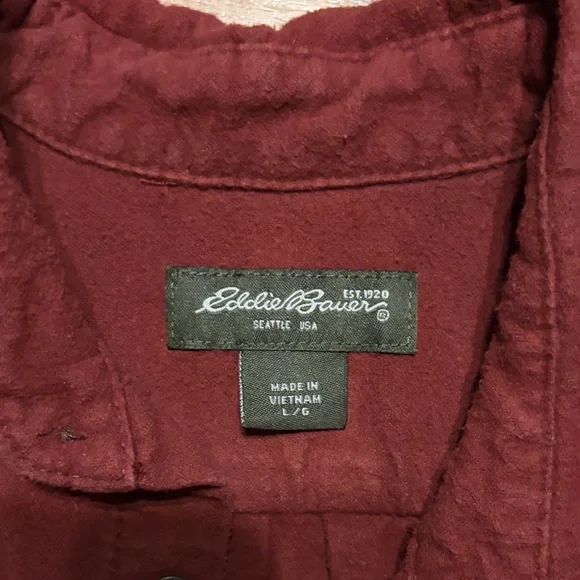 Eddie Bauer Burgundy Flannel Shirt - Picture 2 of 4